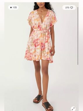 Free People Freddie Tie Floral Mini Dress